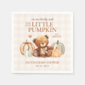 Little Pumpkin Gingham Teddy Bear Herfst Baby show Servet (Voorkant)
