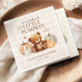 Little Pumpkin Gingham Teddy Bear Herfst Baby show Servet