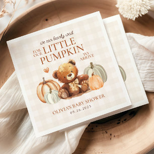 Little Pumpkin Gingham Teddy Bear Herfst Baby show Servet