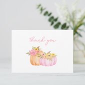 Little Pumpkin Girl Baby shower Bedankkaart (Staand voorkant)