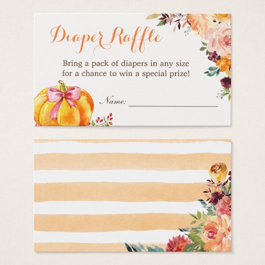 Little Pumpkin Girl Baby shower Diaper Raffle Kaar Visitekaartje (Voorkant /achterkant)