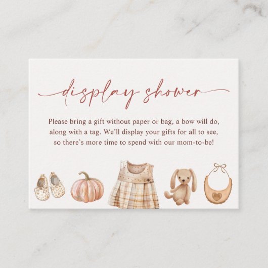 Little Pumpkin Girl Baby shower Display Shower Informatiekaartje (Voorkant)