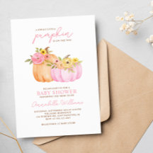 Little Pumpkin Girl Baby shower Invitation