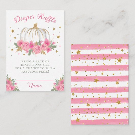 Little Pumpkin Girl Baby shower Luier Raffle Informatiekaartje (Voorkant / Achterkant)