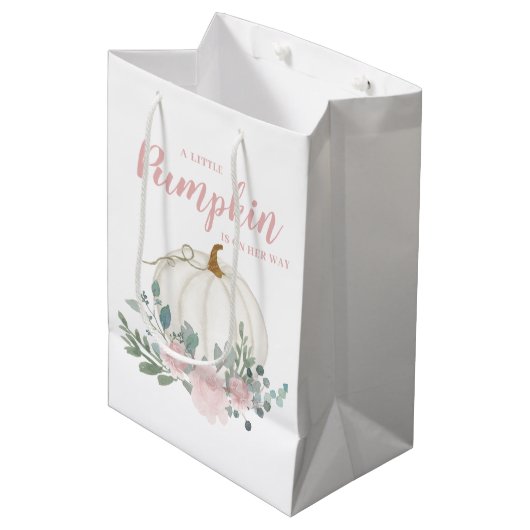 Little Pumpkin Girl Baby shower Medium Cadeauzakje (Voorkant Gekanteld)