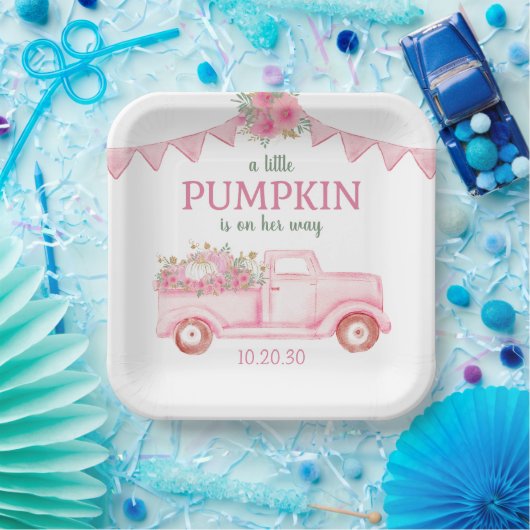 Little Pumpkin Girl Baby shower Papieren Bordje (Feest)