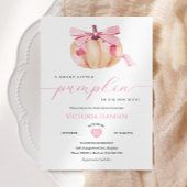 Little Pumpkin Girl Baby shower Pink Bow Coquette Kaart