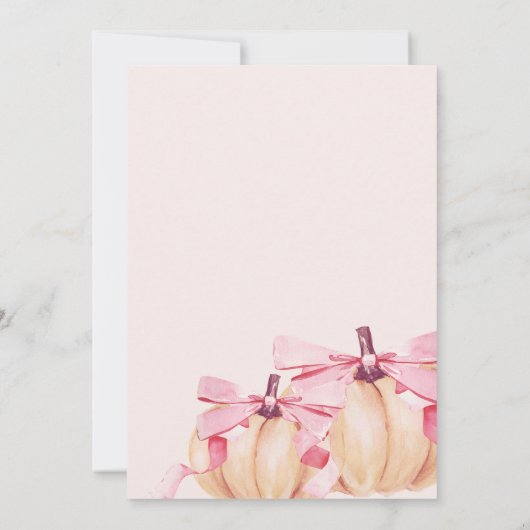 Little Pumpkin Girl Baby shower Pink Bow Coquette Kaart (Achterkant)