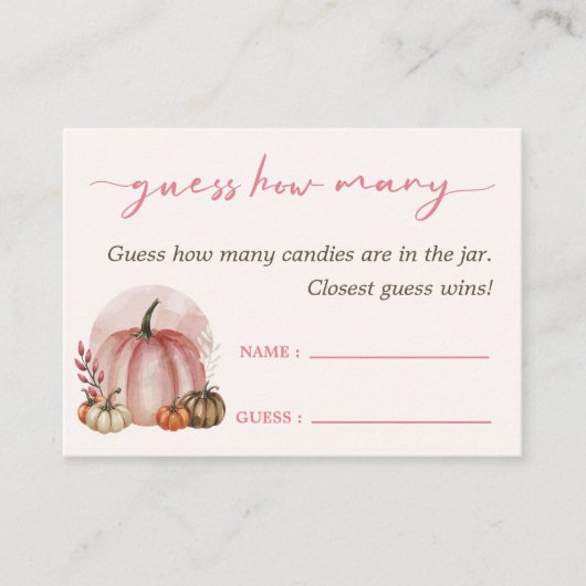 Little Pumpkin Girl Baby shower Raad eens hoeveel Informatiekaartje (Voorkant)