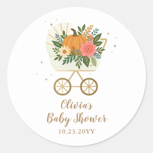 Little Pumpkin Girl Baby Shower Ronde Sticker (Voorkant)