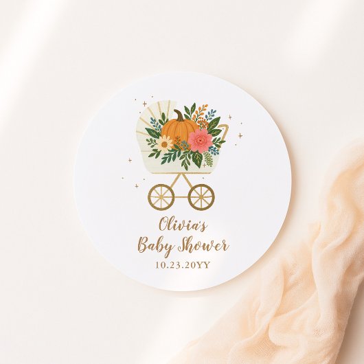 Little Pumpkin Girl Baby Shower Ronde Sticker