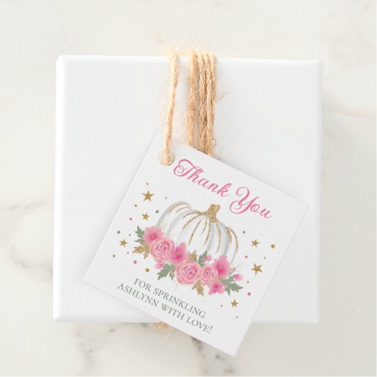 Little Pumpkin Girl Baby Sprinkle Dank u Bedankjes Labels (In situ)