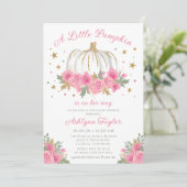 Little Pumpkin Girl Baby Sprinkle Invitation Kaart (Staand voorkant)