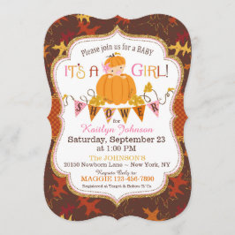 Little Pumpkin Girl Fall verlaat Baby shower Kaart