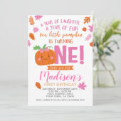 Little Pumpkin Girl First Birthday Invitation Kaart (Staand voorkant)