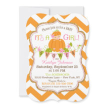 Little Pumpkin Girl Herfst Baby Shower Invitations
