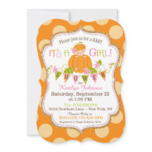 Little Pumpkin Girl Herfst Baby Shower Invitations