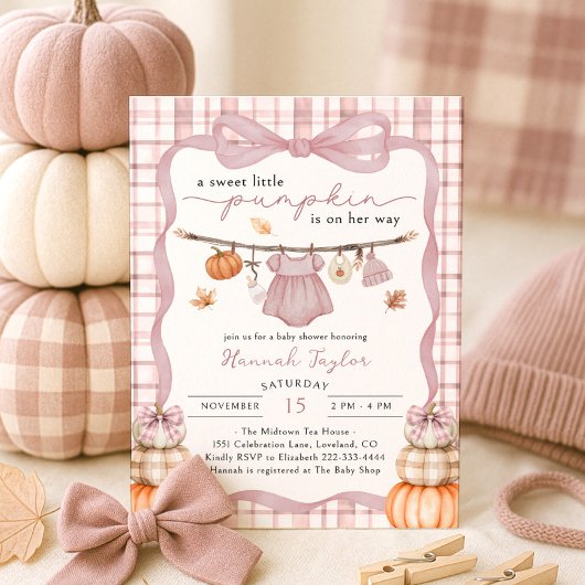 Little Pumpkin Girl Kleding Herfst Baby shower Kaart