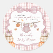 Little Pumpkin Girl Kleding Herfst Baby shower Ronde Sticker (Voorkant)