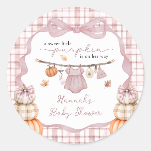 Little Pumpkin Girl Kleding Herfst Baby shower Ronde Sticker (Voorkant)