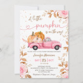 Little Pumpkin Girl Pink Truck Herfst Baby shower Kaart (Voorkant)