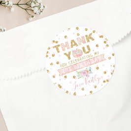 Little Pumpkin Girls 1e verjaardag Dank je Ronde Sticker