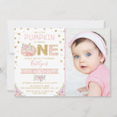 Little Pumpkin Girls 1e verjaardag Foto Kaart (Voorkant)