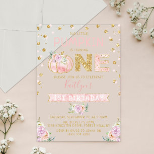 Little Pumpkin Girls 1ste verjaardag Acryl Uitnodigingen