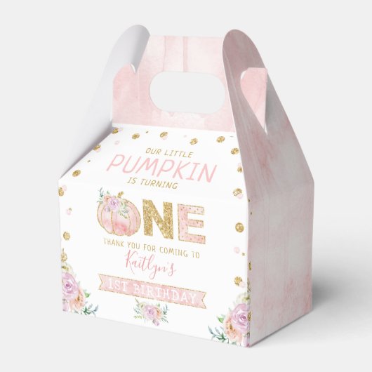 Little Pumpkin Girls 1ste verjaardag Bedankdoosjes (Voorkant Zijde)