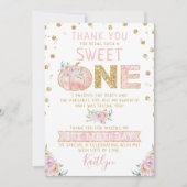 Little Pumpkin Girls 1ste verjaardag Bedankkaart (Voorkant)