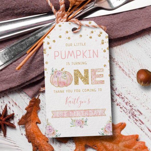 Little Pumpkin Girls 1ste verjaardag Cadeaulabel