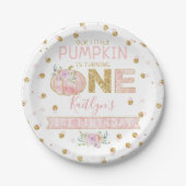 Little Pumpkin Girls 1ste verjaardag Papieren Bordje (Voorkant)