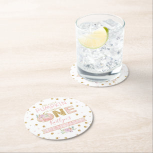 Little Pumpkin Girls 1ste verjaardag Ronde Kartonnen Onderzetter