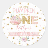 Little Pumpkin Girls 1ste verjaardag Ronde Sticker (Voorkant)