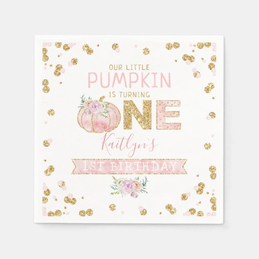 Little Pumpkin Girls 1ste verjaardag Servet (Voorkant)