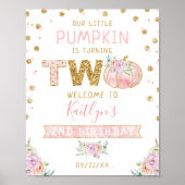 Little Pumpkin Girls 2e verjaardag welkomstbord Poster (Voorkant)