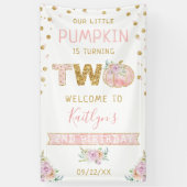 Little Pumpkin Girls 2e verjaardag welkomstbord Spandoek (Verticaal)