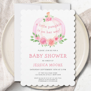 Little Pumpkin Girl's Baby shower Kaart