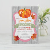 Little Pumpkin Girl's Herfst Verjaardag Uitnodigin Kaart (Staand voorkant)