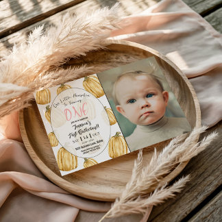 Little Pumpkin Girls Roze Herfst Verjaardagsfoto Kaart