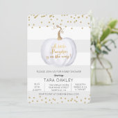 Little Pumpkin Glitter Baby shower Invitation Kaart (Staand voorkant)