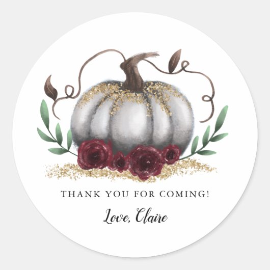Little Pumpkin Gold Burgundy Ronde Sticker (Voorkant)