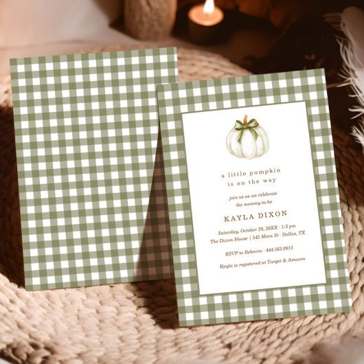 Little Pumpkin Green Genderneutraal Baby shower Kaart