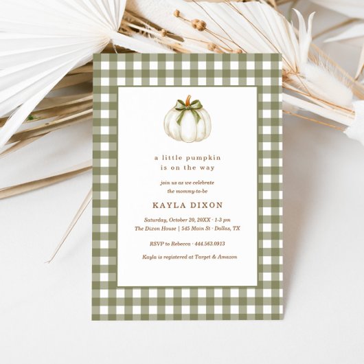 Little Pumpkin Green Genderneutraal Baby shower Kaart