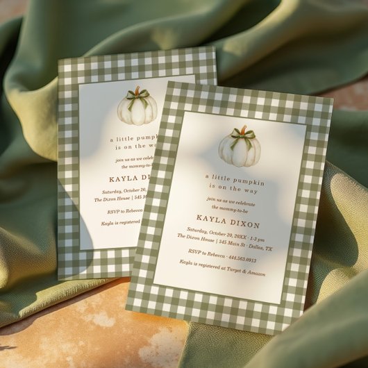 Little Pumpkin Green Genderneutraal Baby shower Kaart