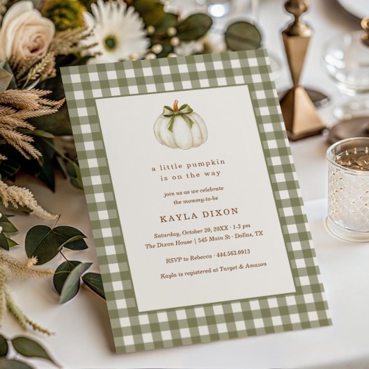 Little Pumpkin Green Genderneutraal Baby shower Kaart