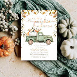 Little Pumpkin Green Truck Herfst Baby shower Kaart