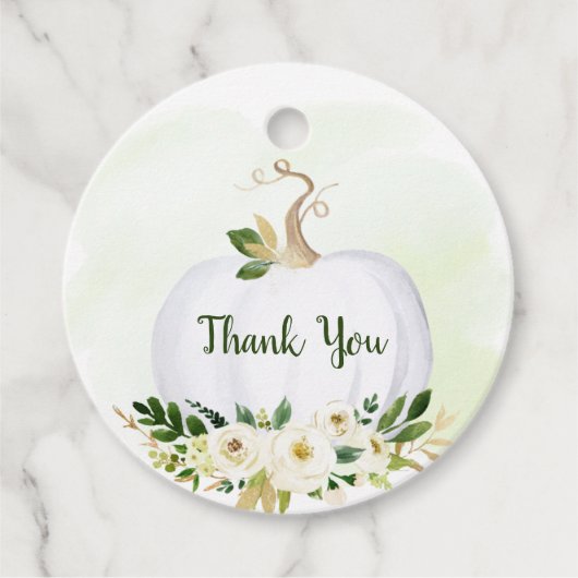 Little Pumpkin Greenery Gold Baby shower Bedankjes Labels (Voorkant)