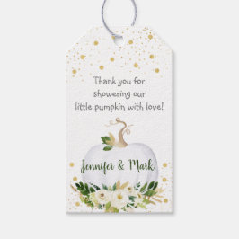 Little Pumpkin Greenery Gold Baby shower Cadeaulabel
