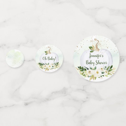 Little Pumpkin Greenery Gold Baby shower Confetti (Voorkanten)